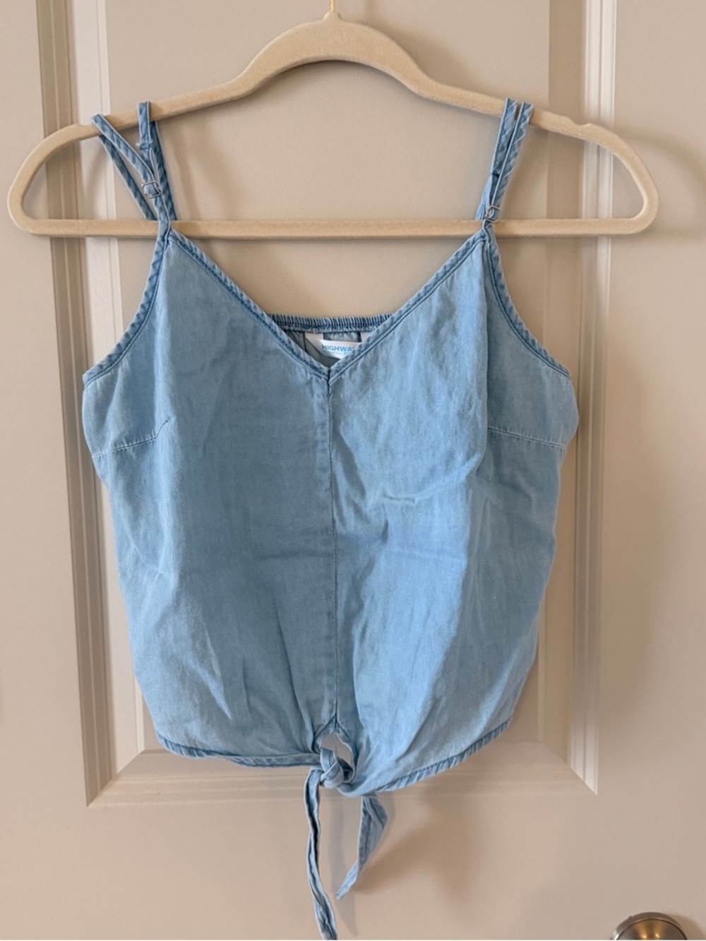 Girls Chambray Tie-Front Tank Top
